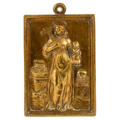 Targa devozionale, Sant'Antonio di Padova. Bronzo. Spanish School, XVII secolo.