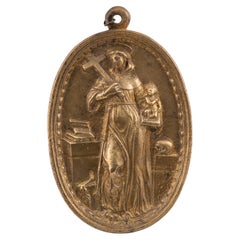 Devotional plaque, Saint Anthony of Padua. Bronze. Spanish School, 17th century.