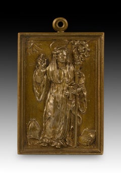 Devotional plaque, Saint Benedict of Nursia. Bronze. Spanish School, 17th c