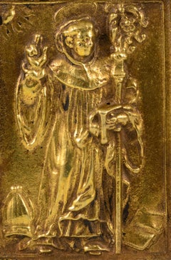 Devotional plaque, Saint Benedict of Nursia. Bronze. Spanish School, 17th c