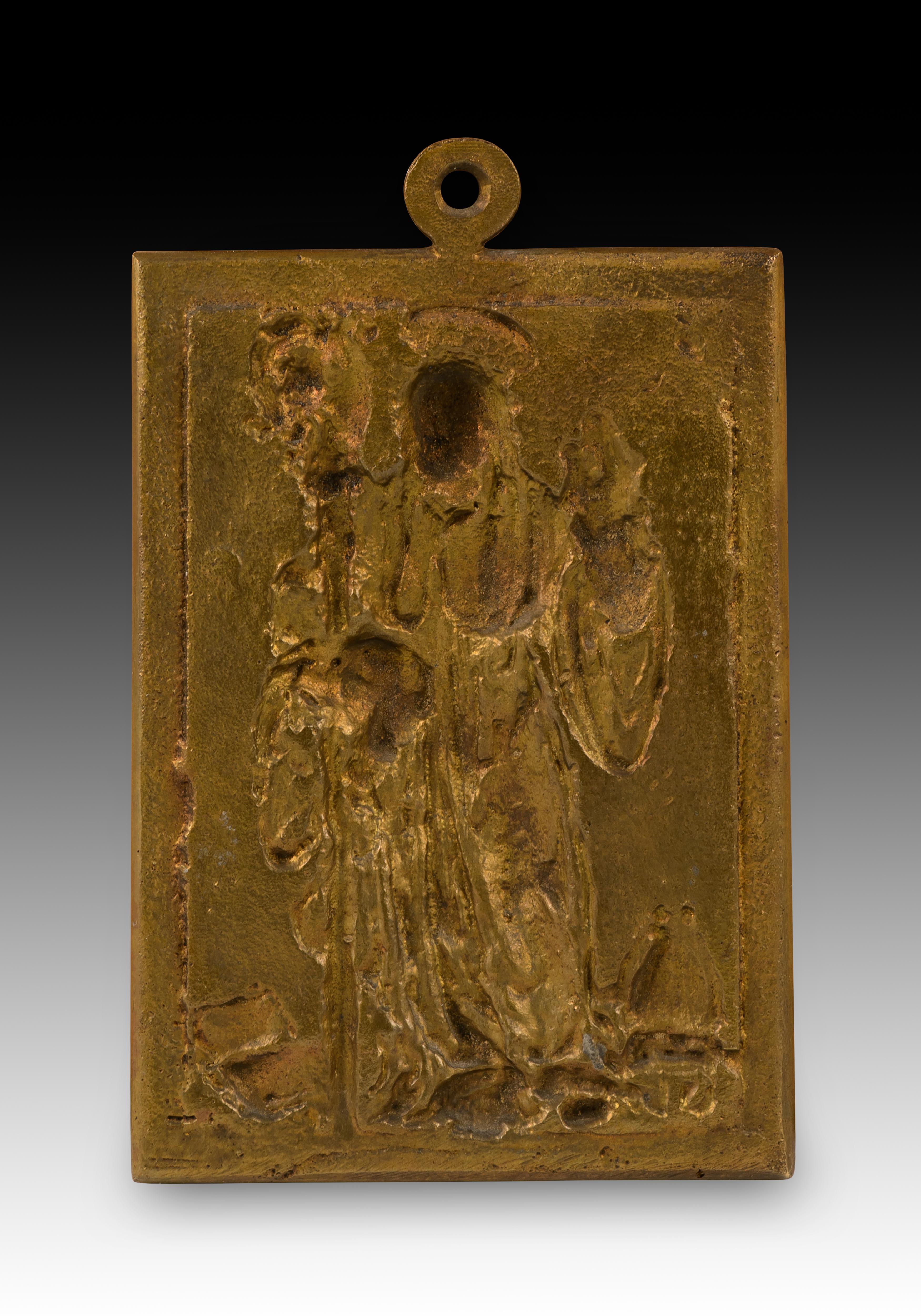 Barocco Targa devozionale, San Benedetto di Nursia. Bronzo. Spanish School, XVII sec. in vendita