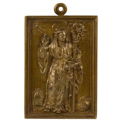 Targa devozionale, San Benedetto di Nursia. Bronzo. Spanish School, XVII sec.