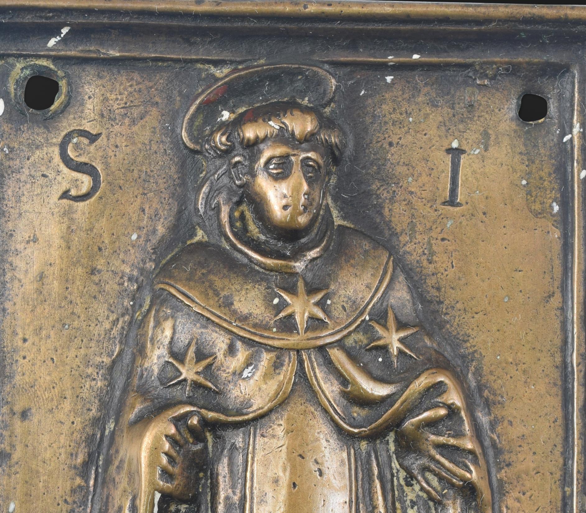 Neoclassical Revival Devotional plaque, Saint Dominic. Bronze. Spanish school, 19th century. For Sale