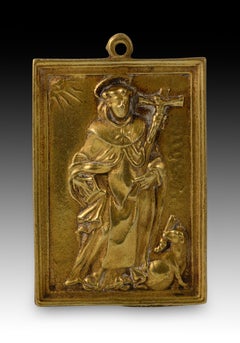 Devotional plaque, Saint Dominic de Guzmán. Bronze. Spanish School, 17th-18th c