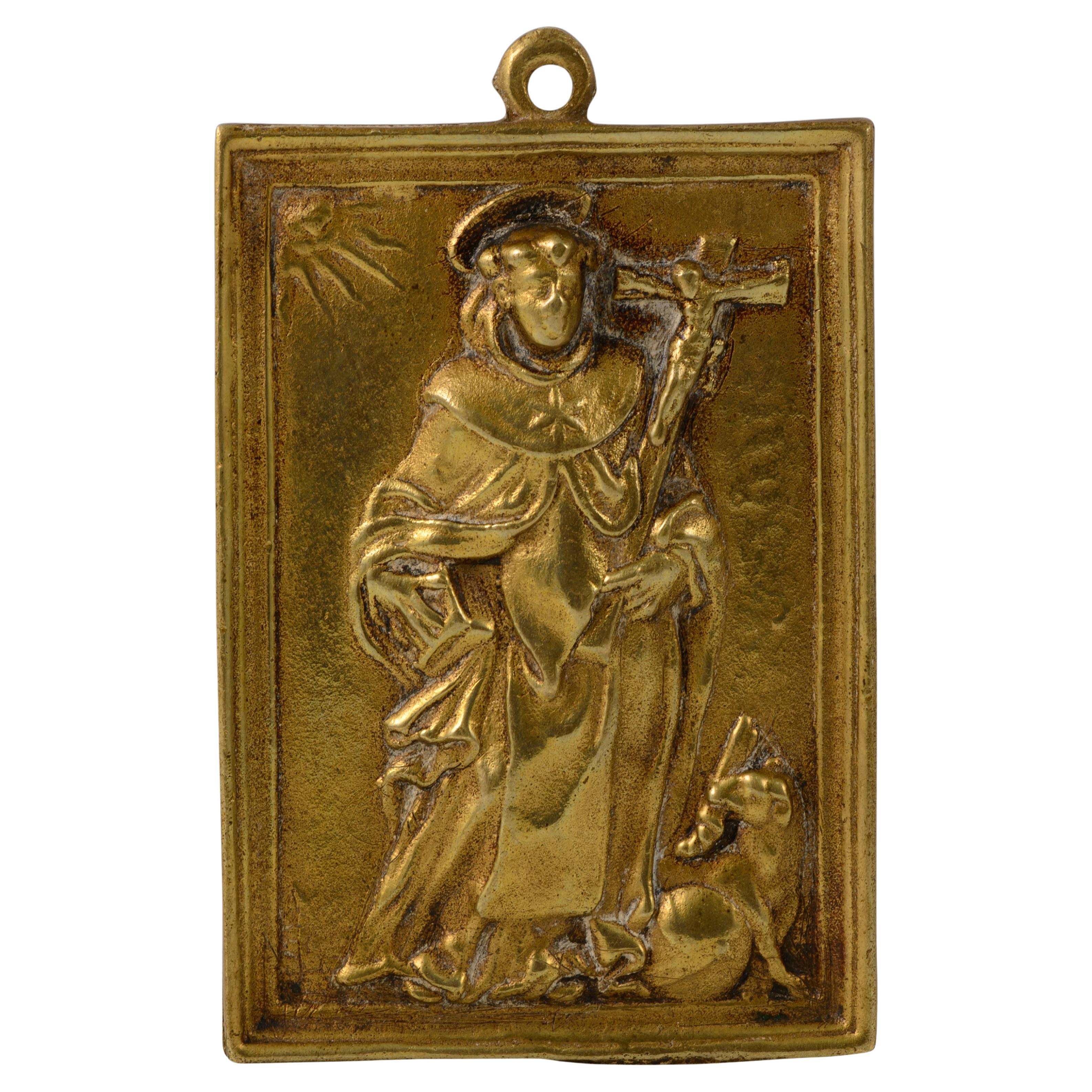 Targa devozionale, San Domenico di Guzmán. Bronzo. Spanish School, 17°-18° sec. in vendita