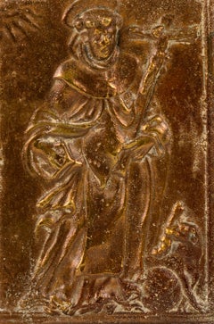 Devotional plaque, Saint Dominic de Guzmán. Bronze. Spanish School, 17th century