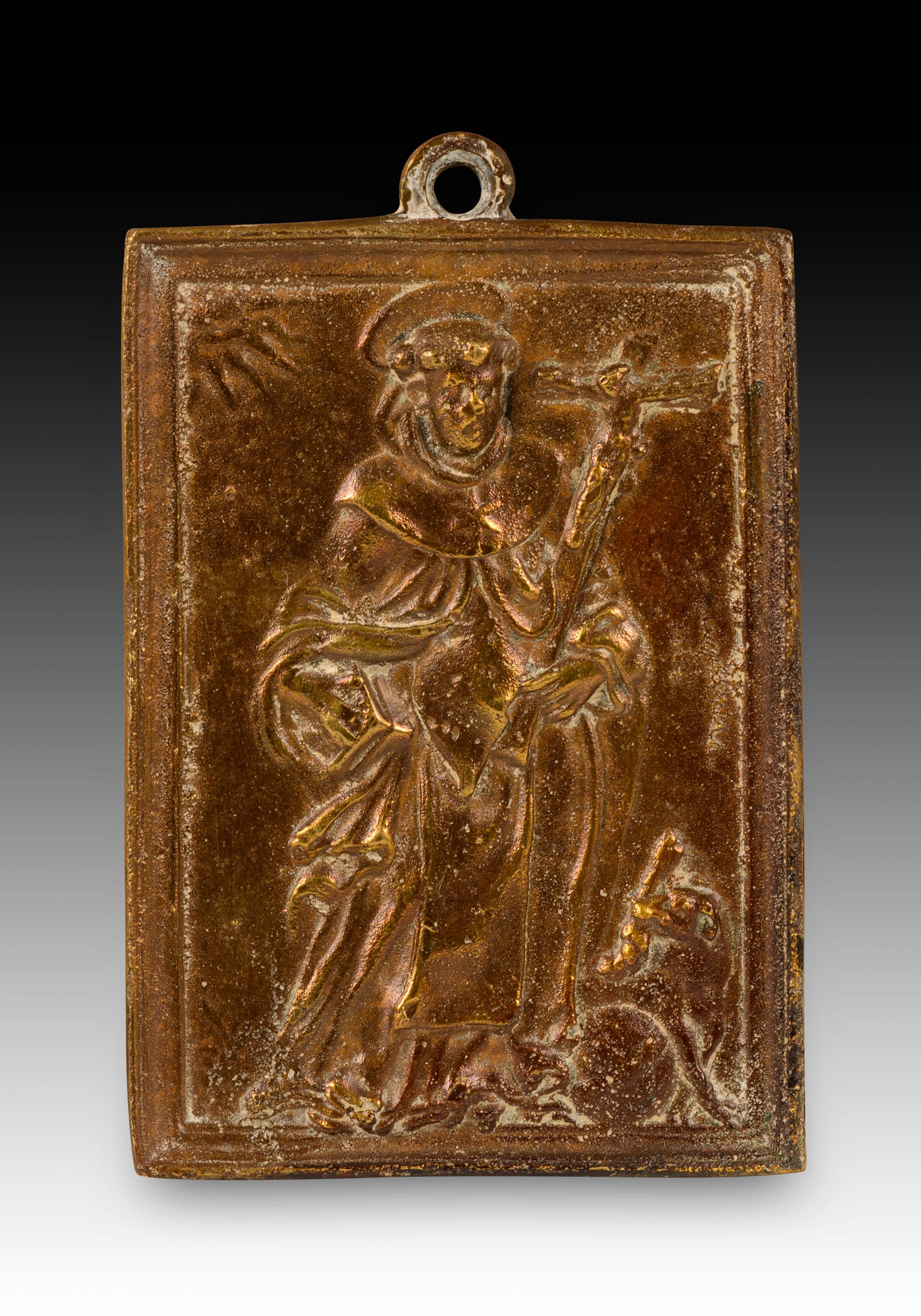 Barocco Targa devozionale, San Domenico di Guzmán. Bronzo. Spanish School, XVII secolo in vendita