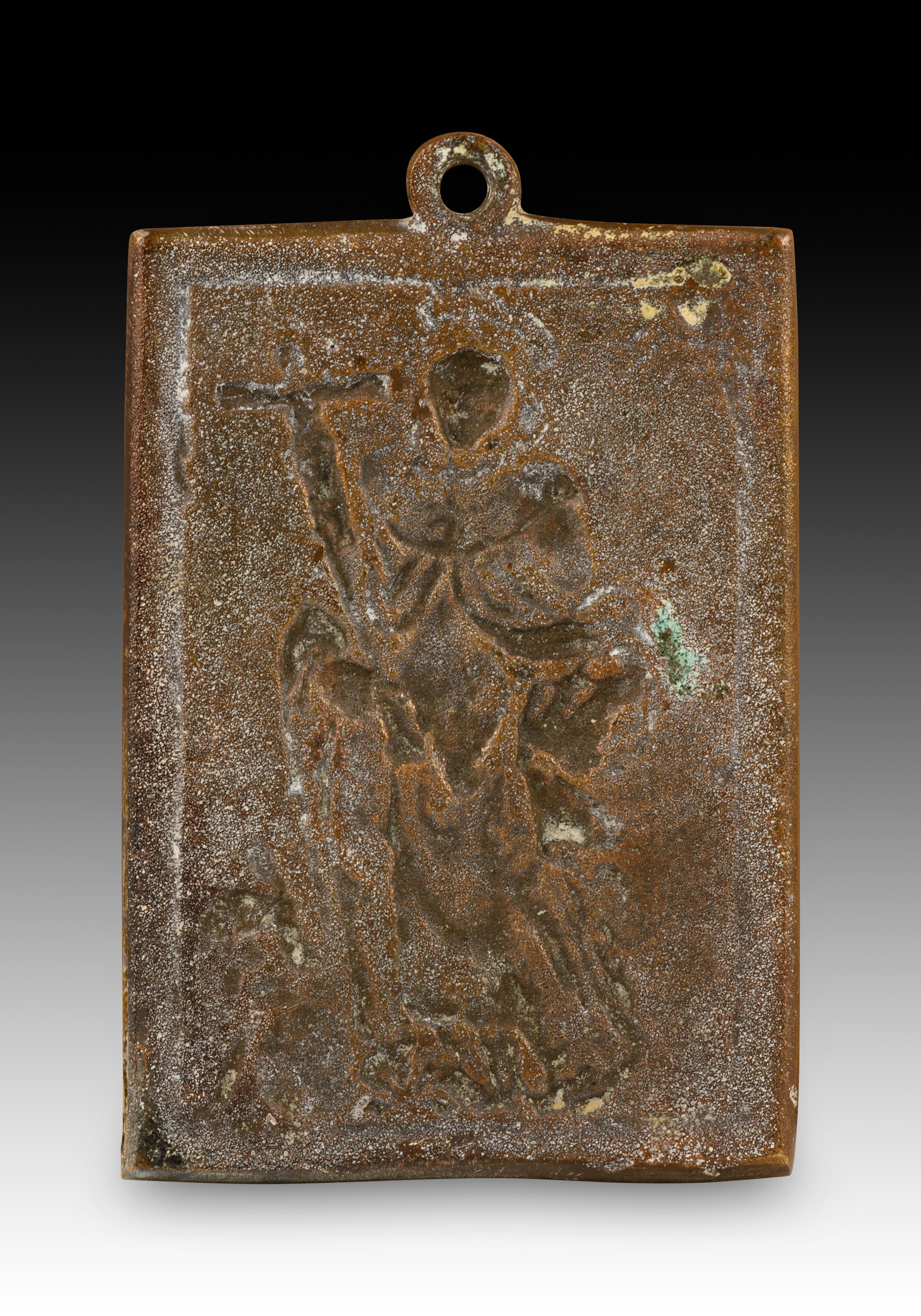 Spagnolo Targa devozionale, San Domenico di Guzmán. Bronzo. Spanish School, XVII secolo in vendita