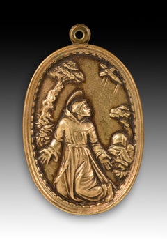 Devotional plaque, Stigmatization of Saint Francis of Assisi. Bronze. 17th-18th