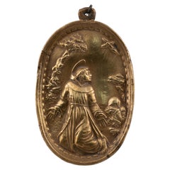 Targa devozionale, Stigmatizzazione di San Francesco d'Assisi. Bronzo.