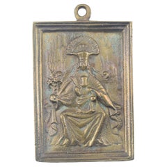 Placa devocional, Virgen de Montserrat. Bronce. Spanish School, siglo XIX.