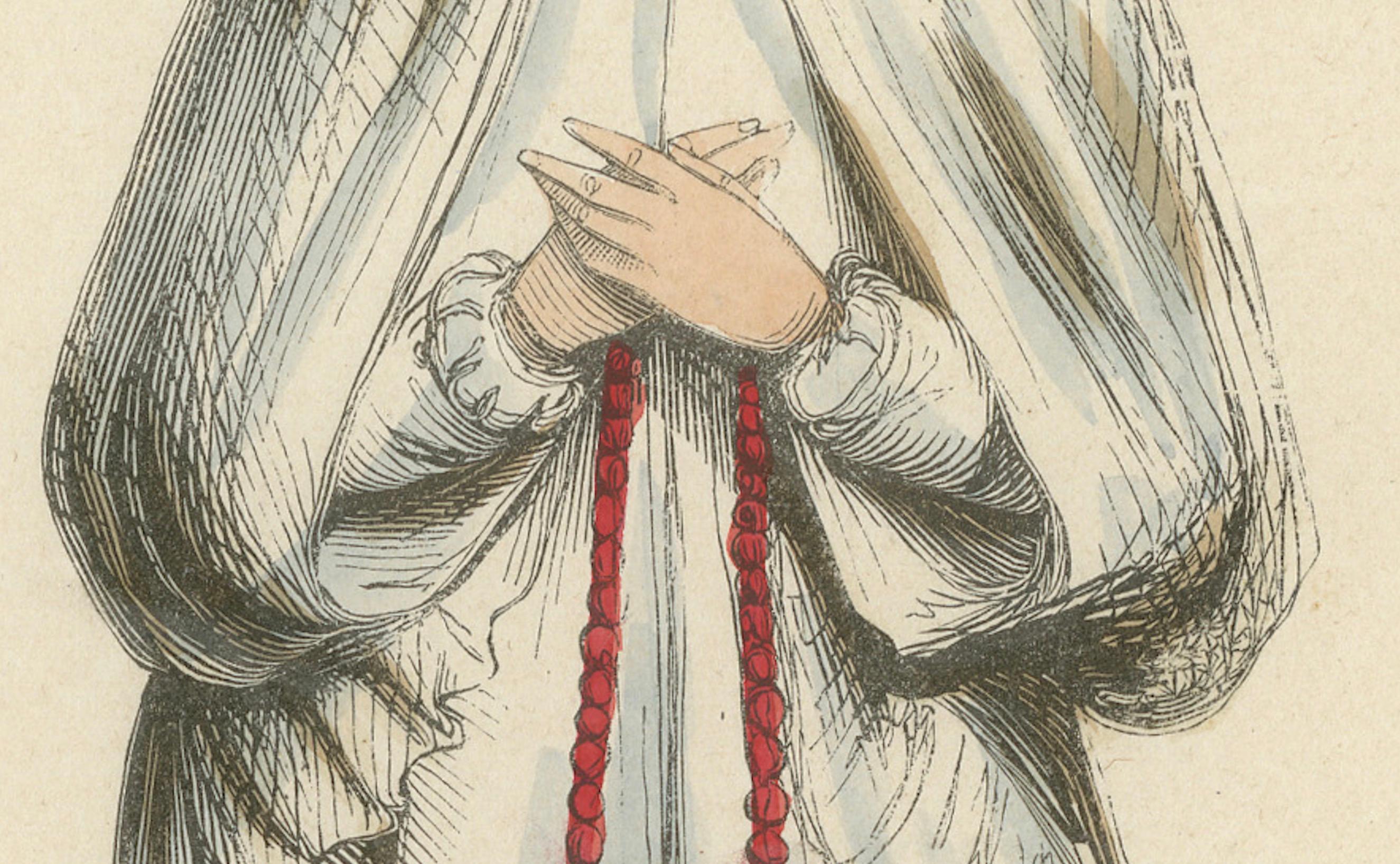 Reflection dévoûtée : une Bourgeoise médiévale en prière, 1847 Bon état - En vente à Langweer, NL