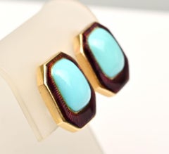 DeVroomen Ohrclips in Türkis und Emaille