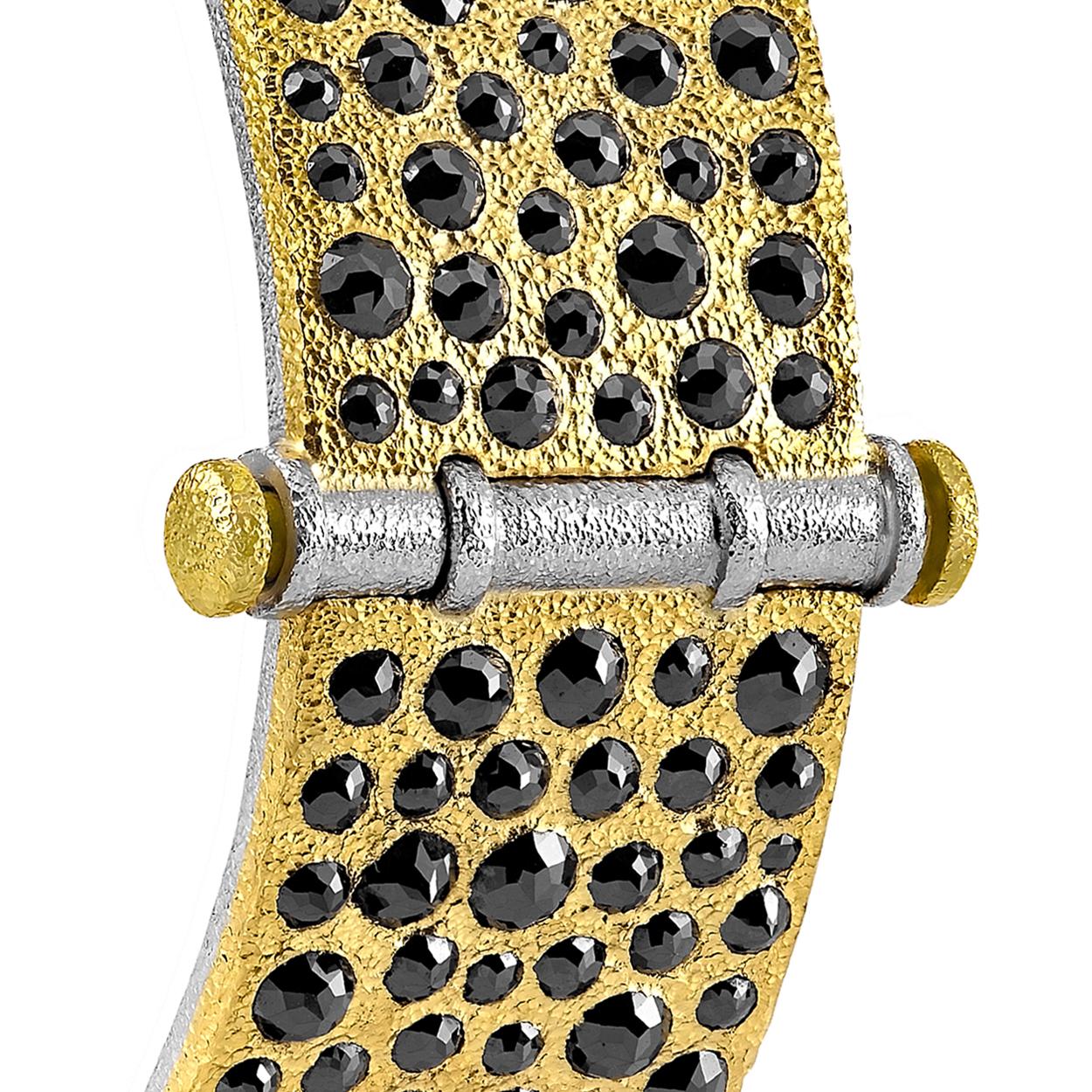 Women's or Men's Devta Doolan 10.31 Carat Black Diamond Gold Platinum One of a Kind Cuff Bracelet