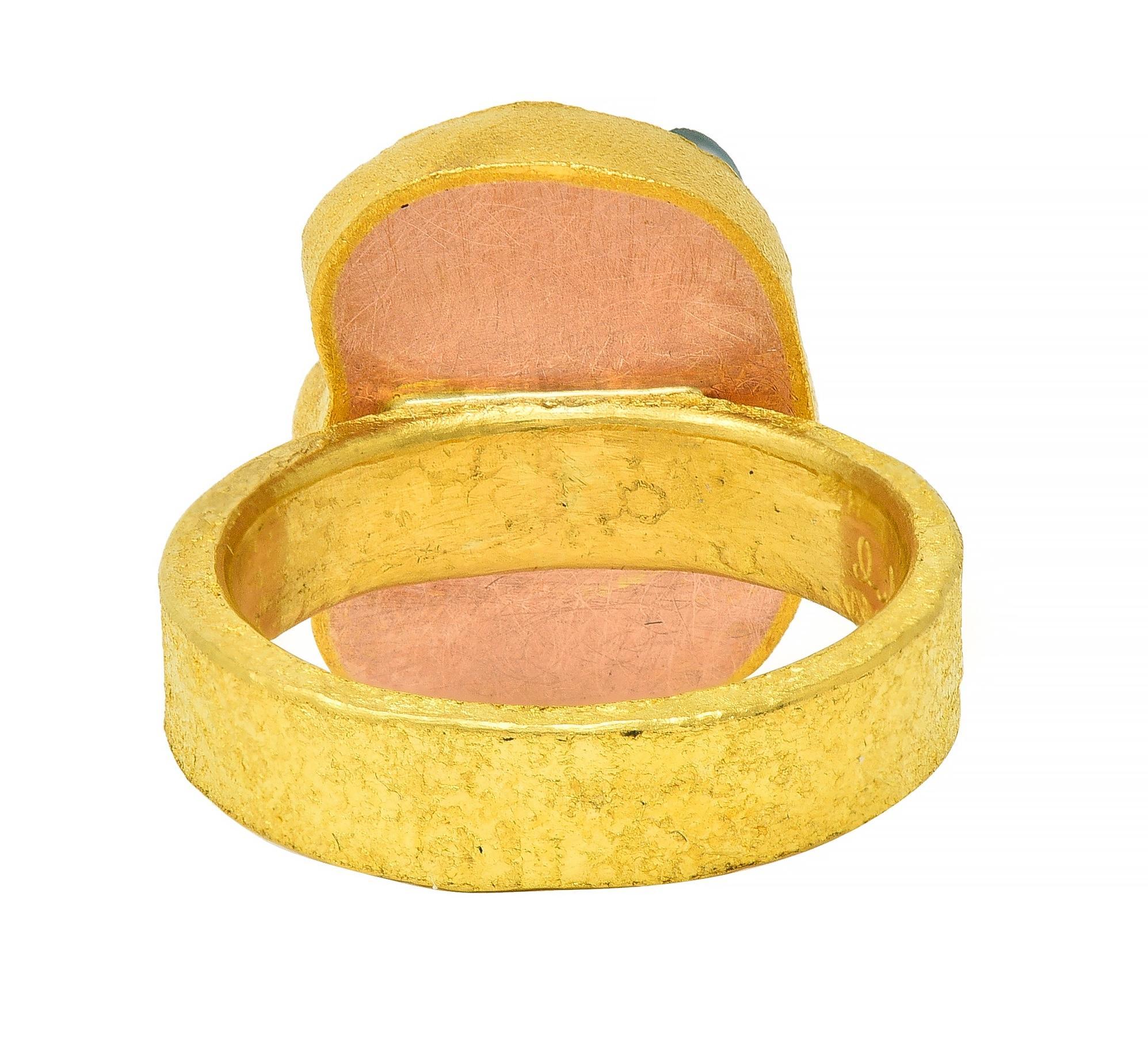 Women's or Men's Devta Doolan Contemporary Chrysocolla 22 Karat Gold Organic Statement Ring For Sale