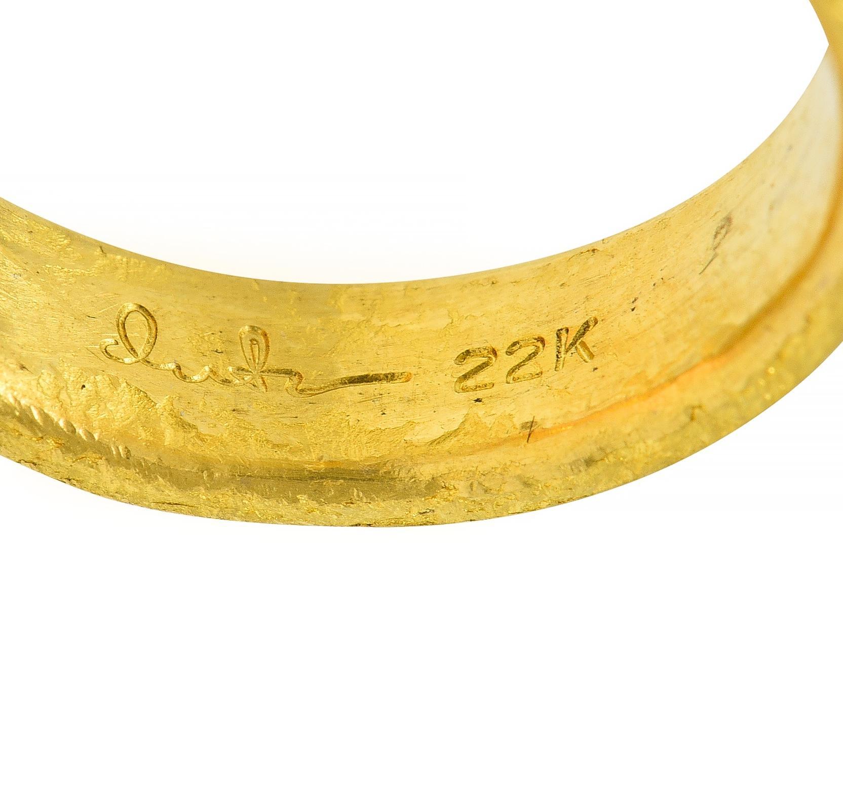 Devta Doolan Contemporary Chrysocolla 22 Karat Gold Organic Statement Ring For Sale 3