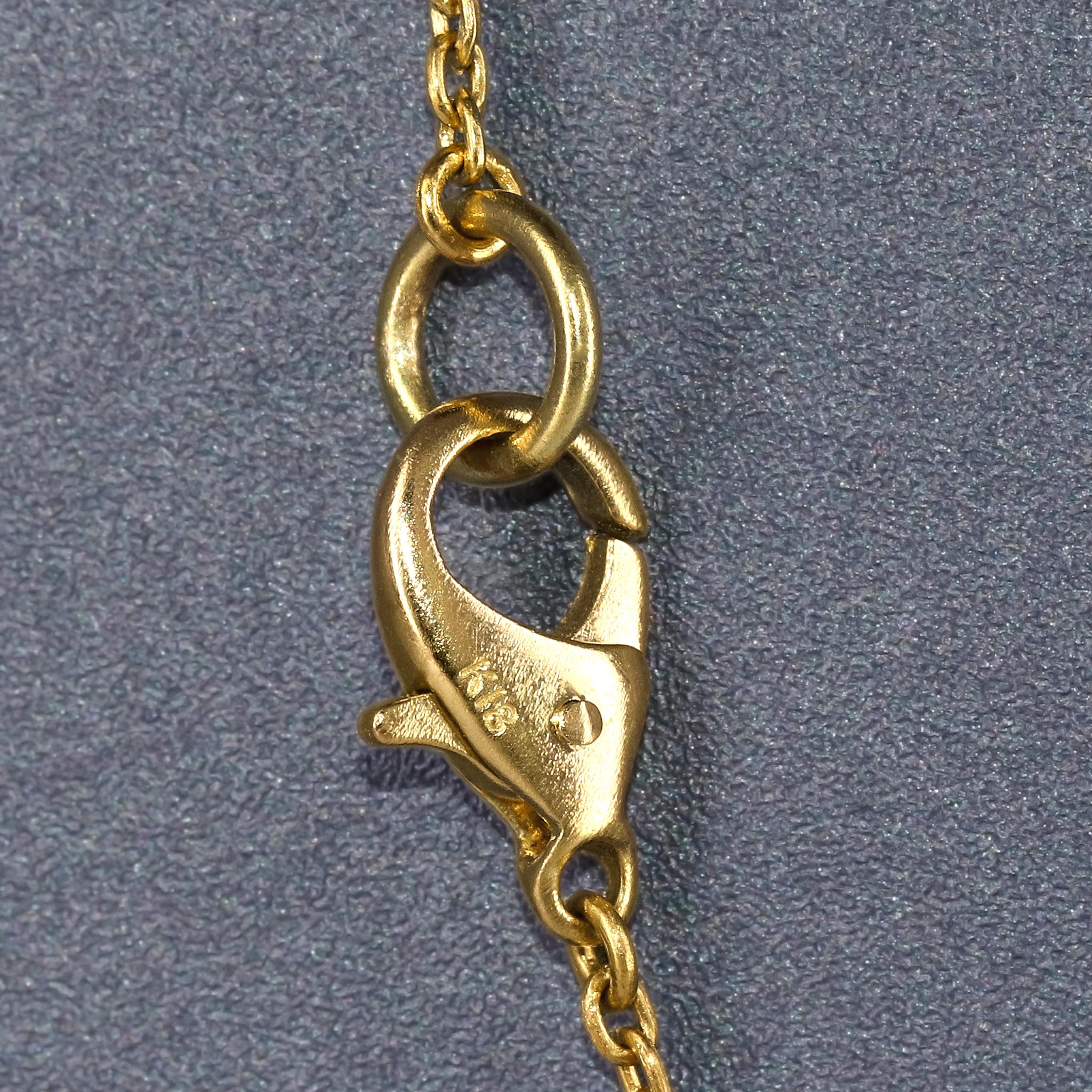 Fiery Gem Rainbow Opal 22k Gold Handmade Chain Necklace, Devta Doolan 2022 In New Condition In Dallas, TX