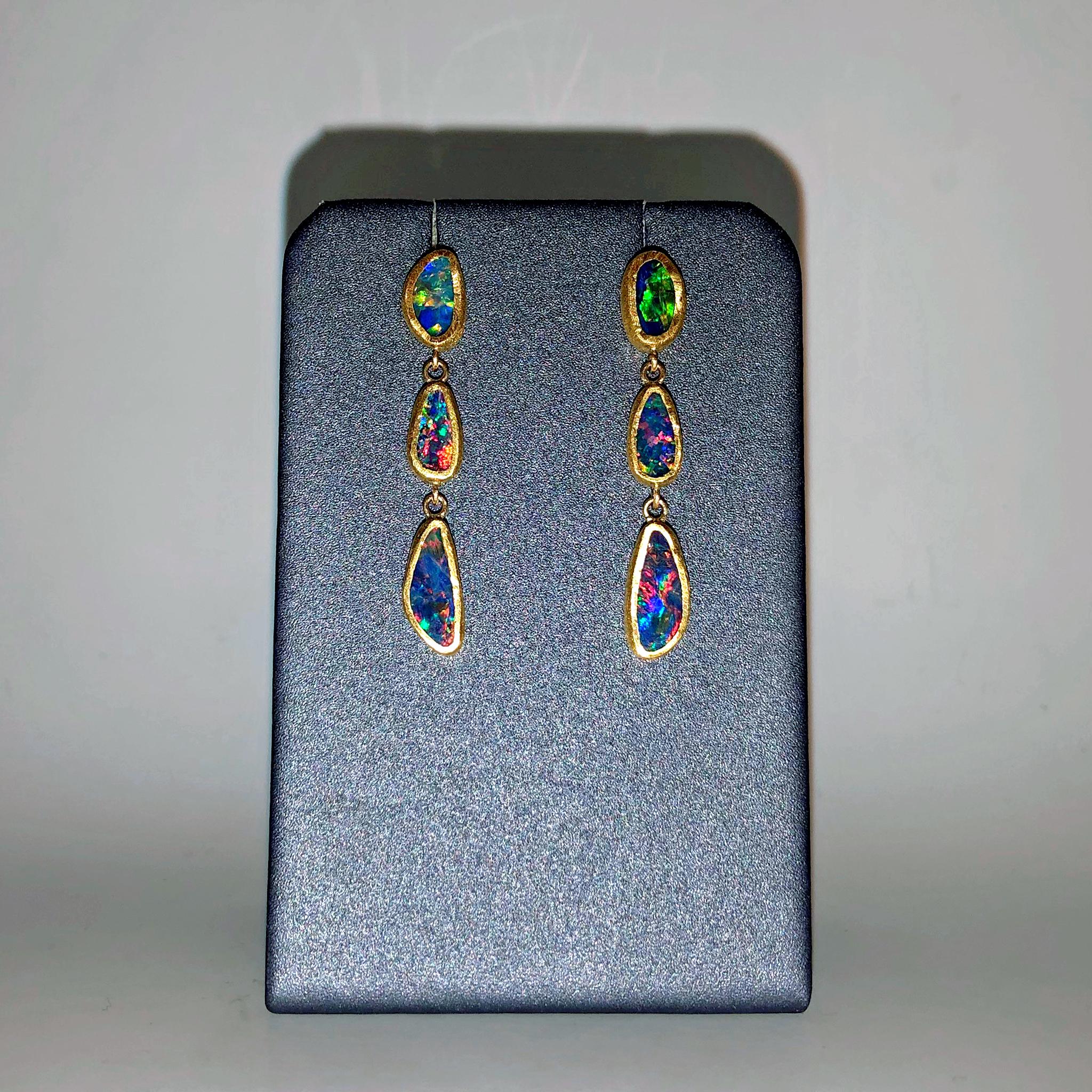 rainbow fire opal earrings