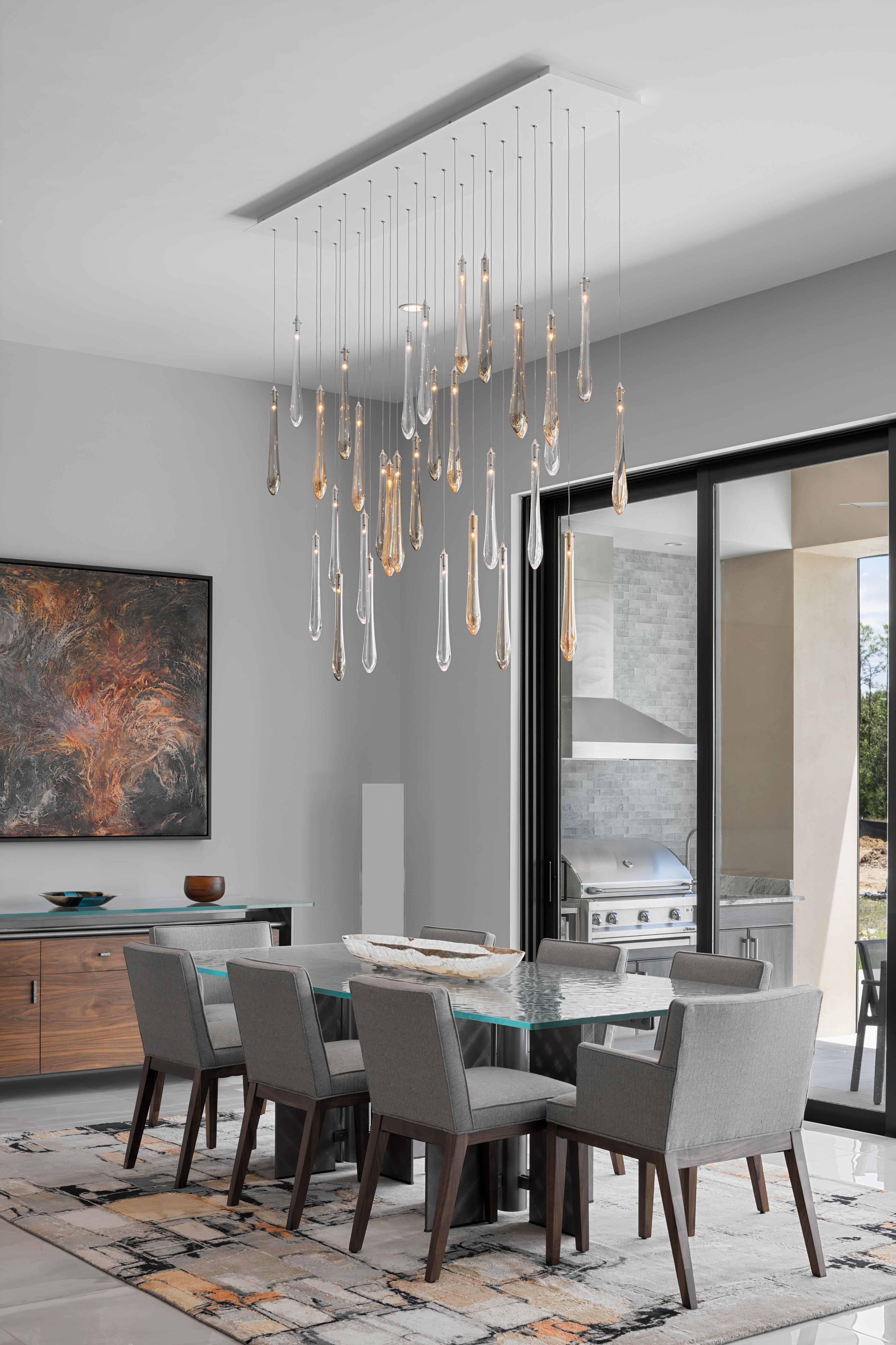 American Dew 19 Cast Glass Pendant Chandelier for Dining Room or Kitchen by Shakuff For Sale