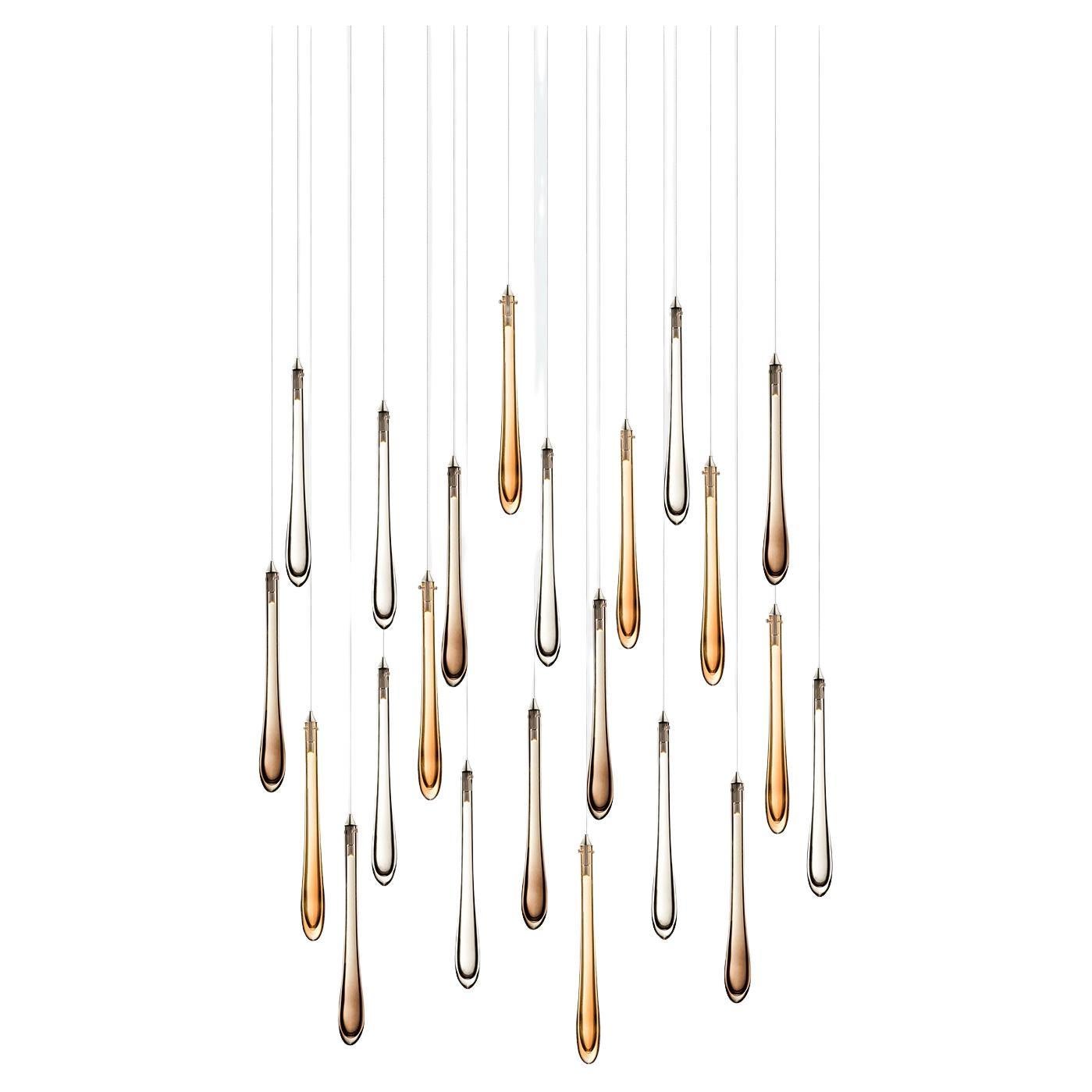 Dew 22, Cast Glass Pendant Dining Room Chandelier by Shakuff