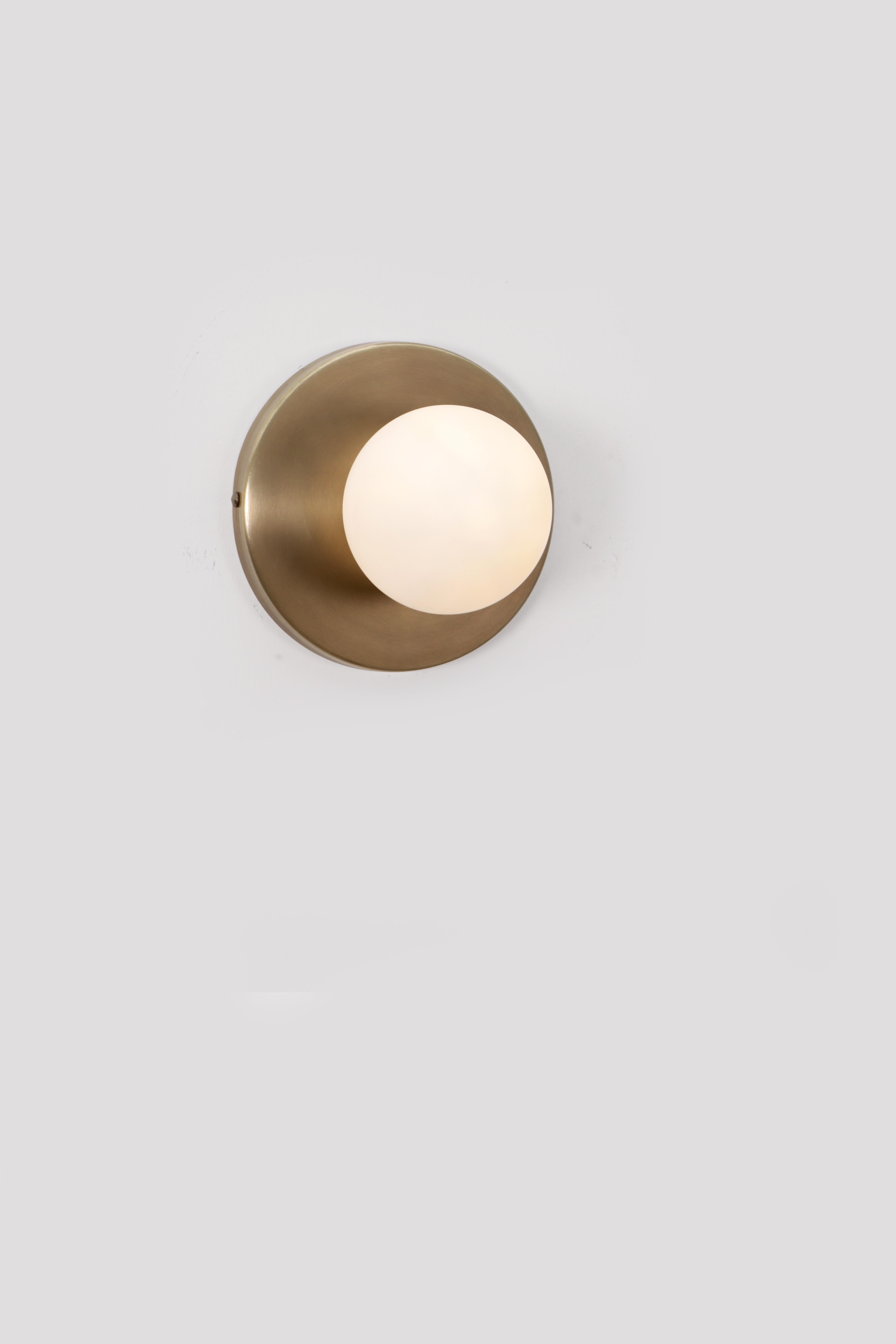 Dew Brass Dome Small Wall Sconce by Lamp Shaper
Dimensions: D 14 x W 16.5 x H 16.5 cm.
Materials: Brass.

Different finishes available: raw brass, aged brass, burnt brass and brushed brass Please contact us.

All our lamps can be wired according to