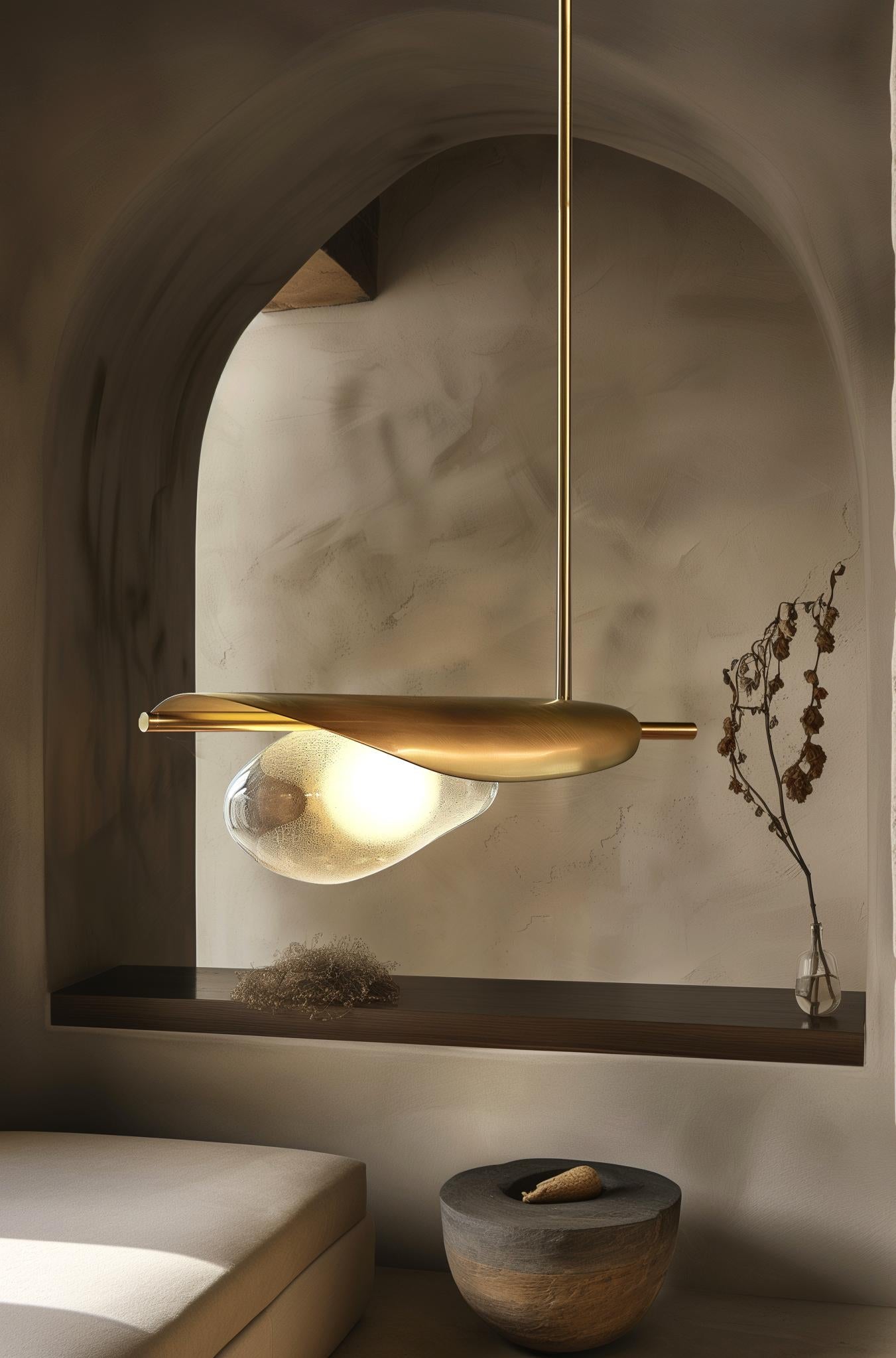 Dew Suspension Lamp in Brass 
Murano Glass by Marsica Fossati For Sale