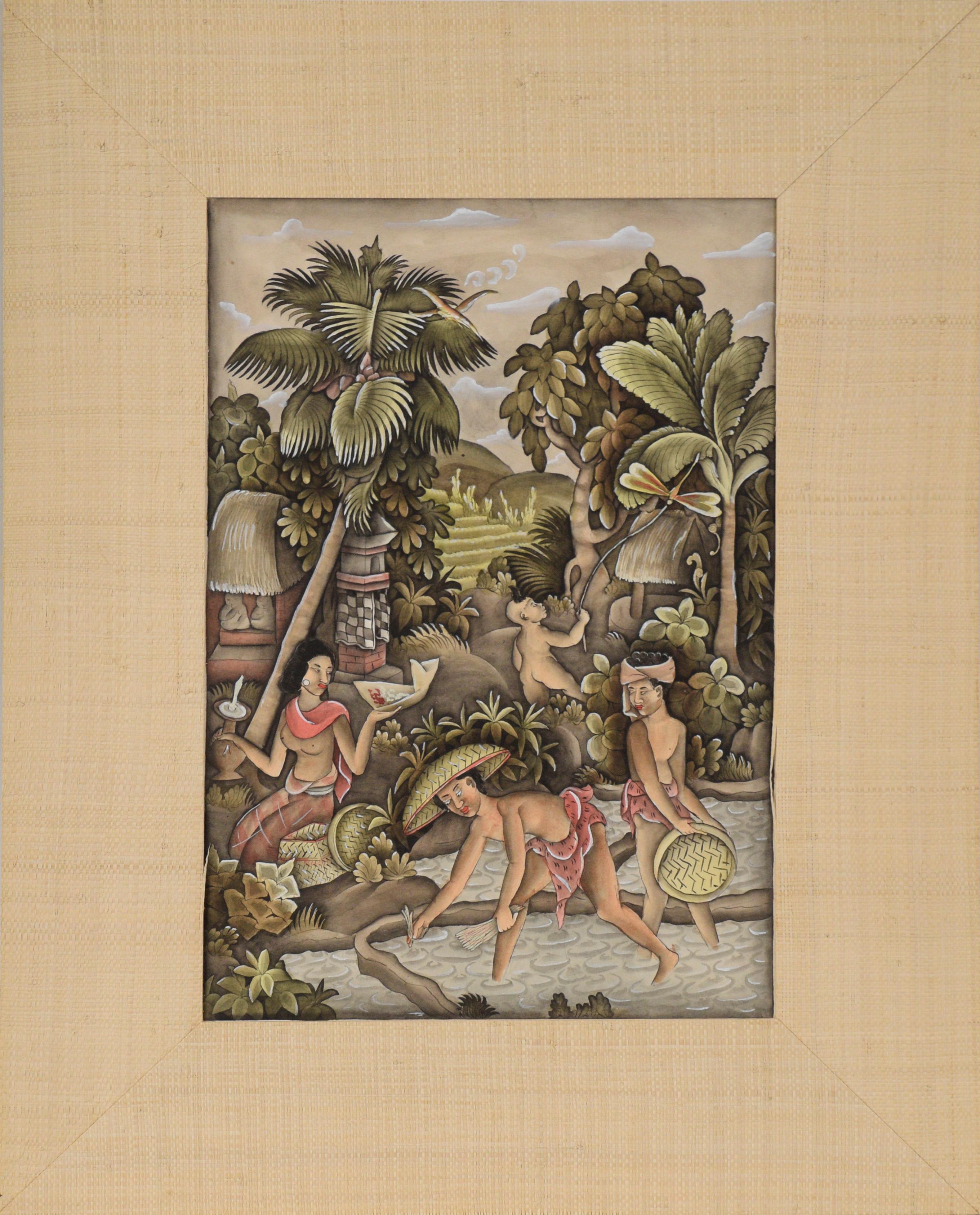 Raduno Balinese in riva al mare - Painting Impressionismo astratto di Dewa Putu Lopid