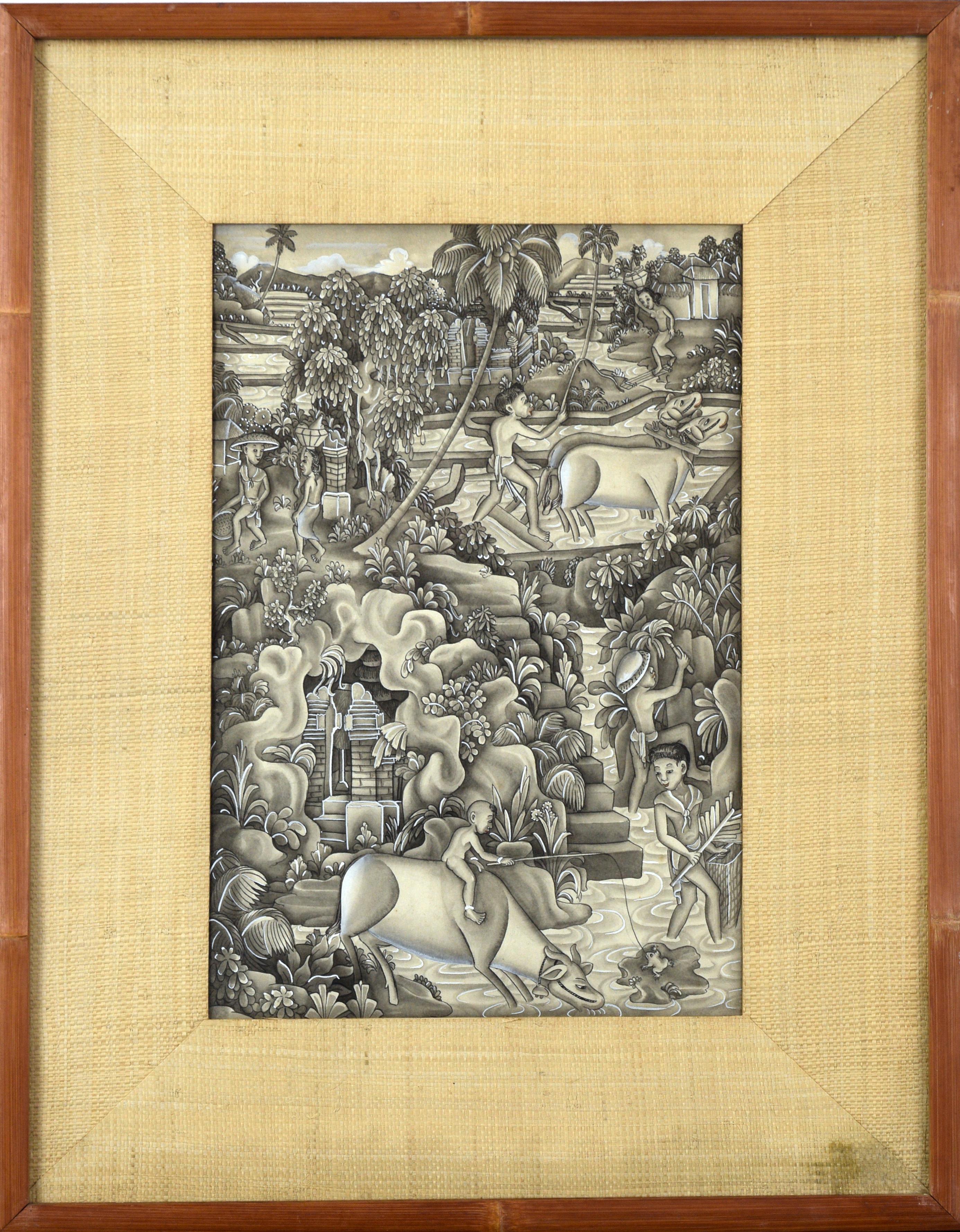 Mid-Century Balinese River Scene