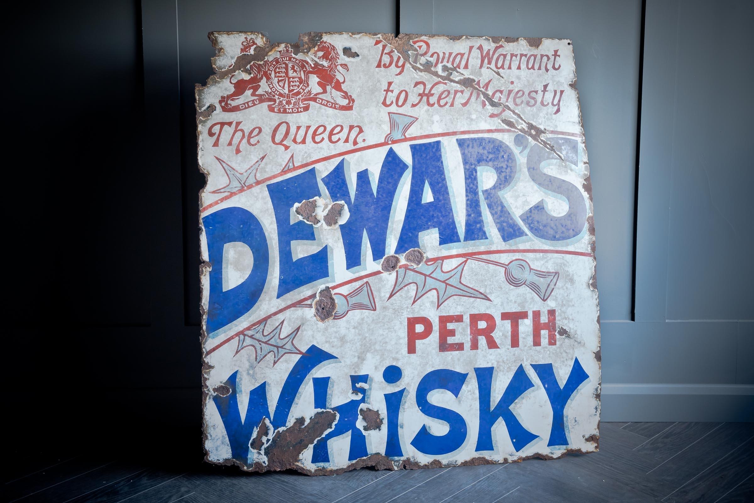 20th Century Dewars Whisky Enamel Sign For Sale