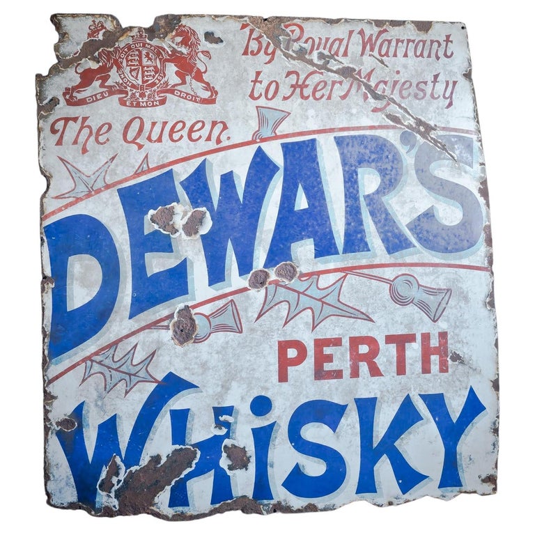Dewars Whisky Enamel Sign For Sale at 1stDibs