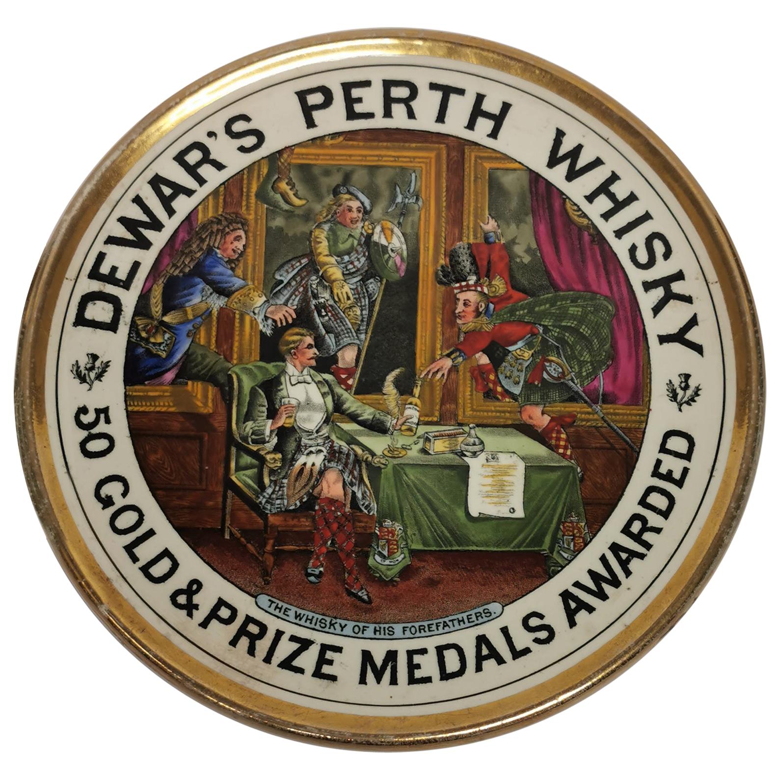 Dewars Whisky Porcelain Coaster For Sale at 1stDibs
