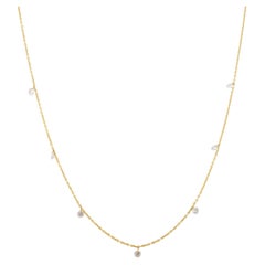 Dewdrop Natural Diamond Chain Necklace in 18k Solid Yellow Gold