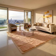 Dewdrop, Pink, Authentic Premium Shag, All-Natural Wool Moroccan Rug