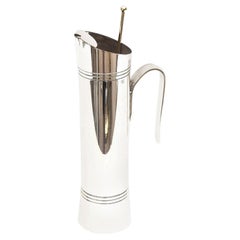 Dewert Signed Vintage Silver-Plate Cocktail Mixer or Pitcher with Spoon Italian