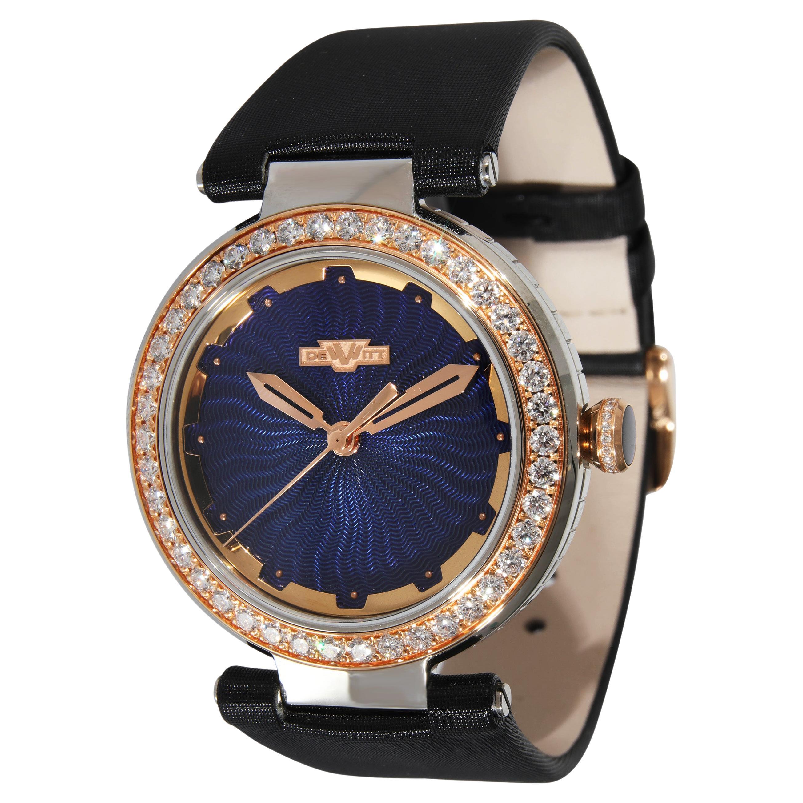 Dewitt Blue Empire BEM.Qz.001-BLK Unisex Watch in 18kt Stainless Steel/Rose Gold