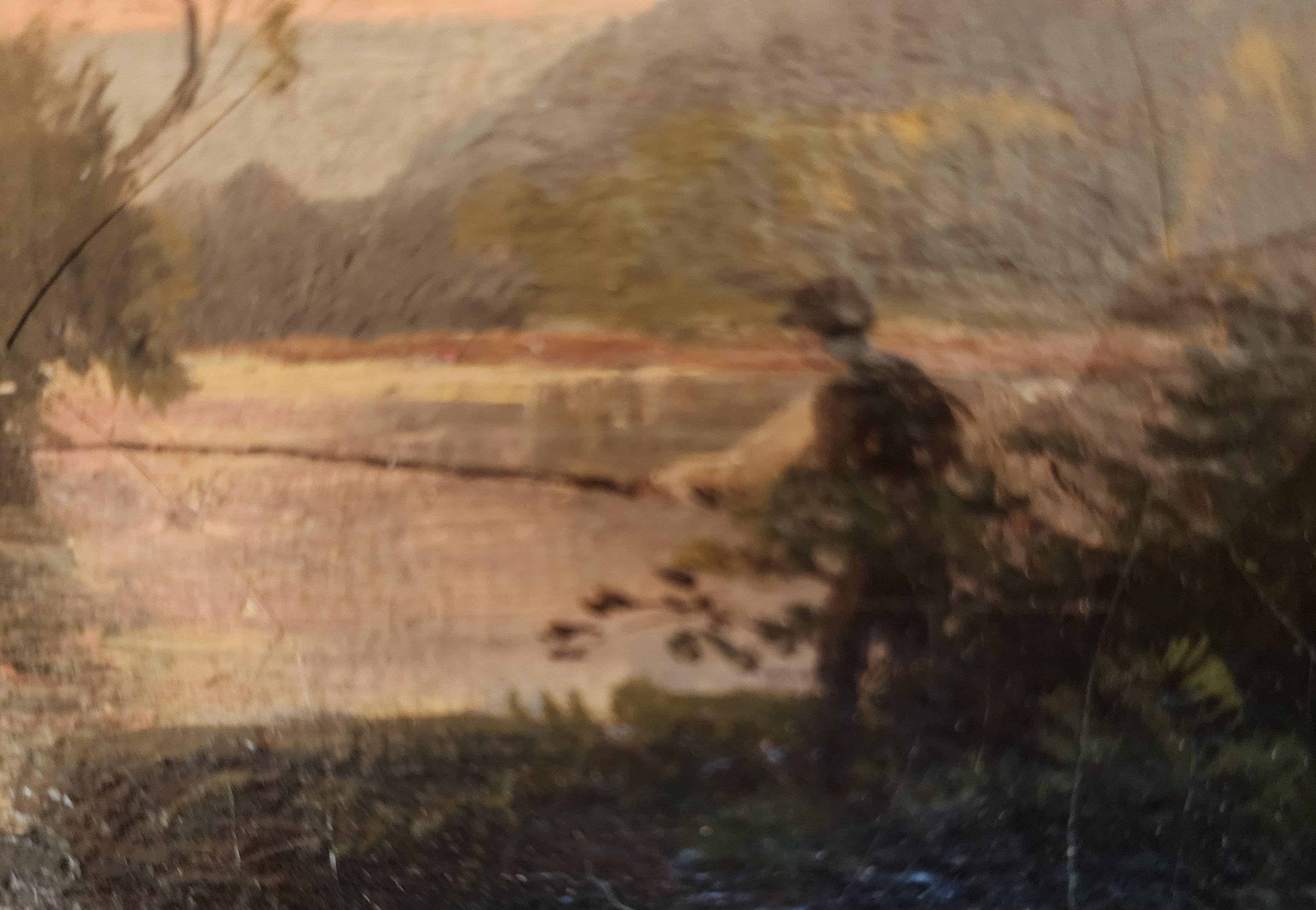 Pesca en el arroyo - Landscape Painting Beige de Dewitt Clinton Boutelle 