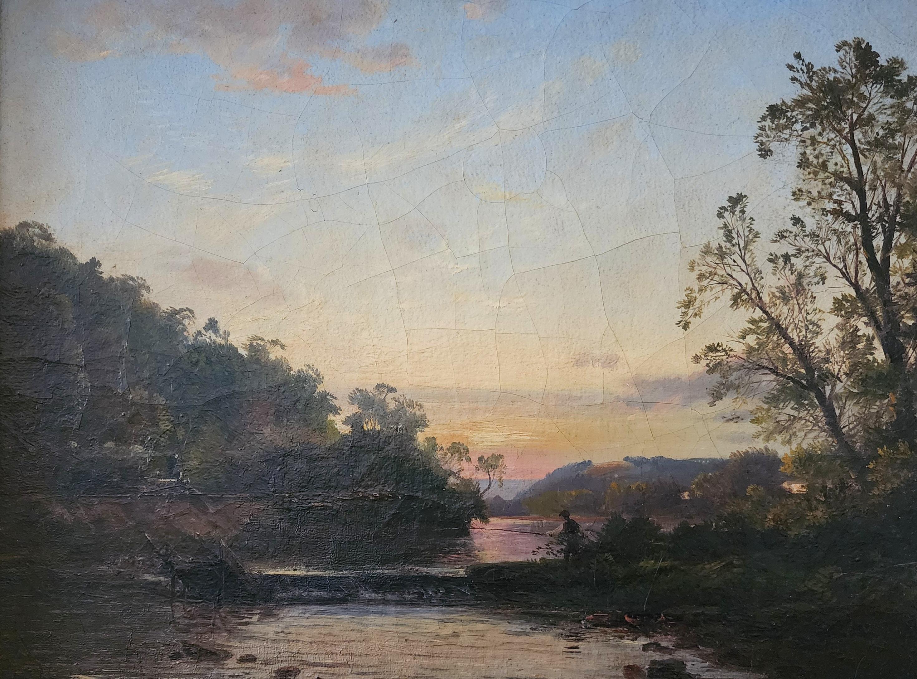 Landscape Painting de Dewitt Clinton Boutelle  - Pesca en el arroyo