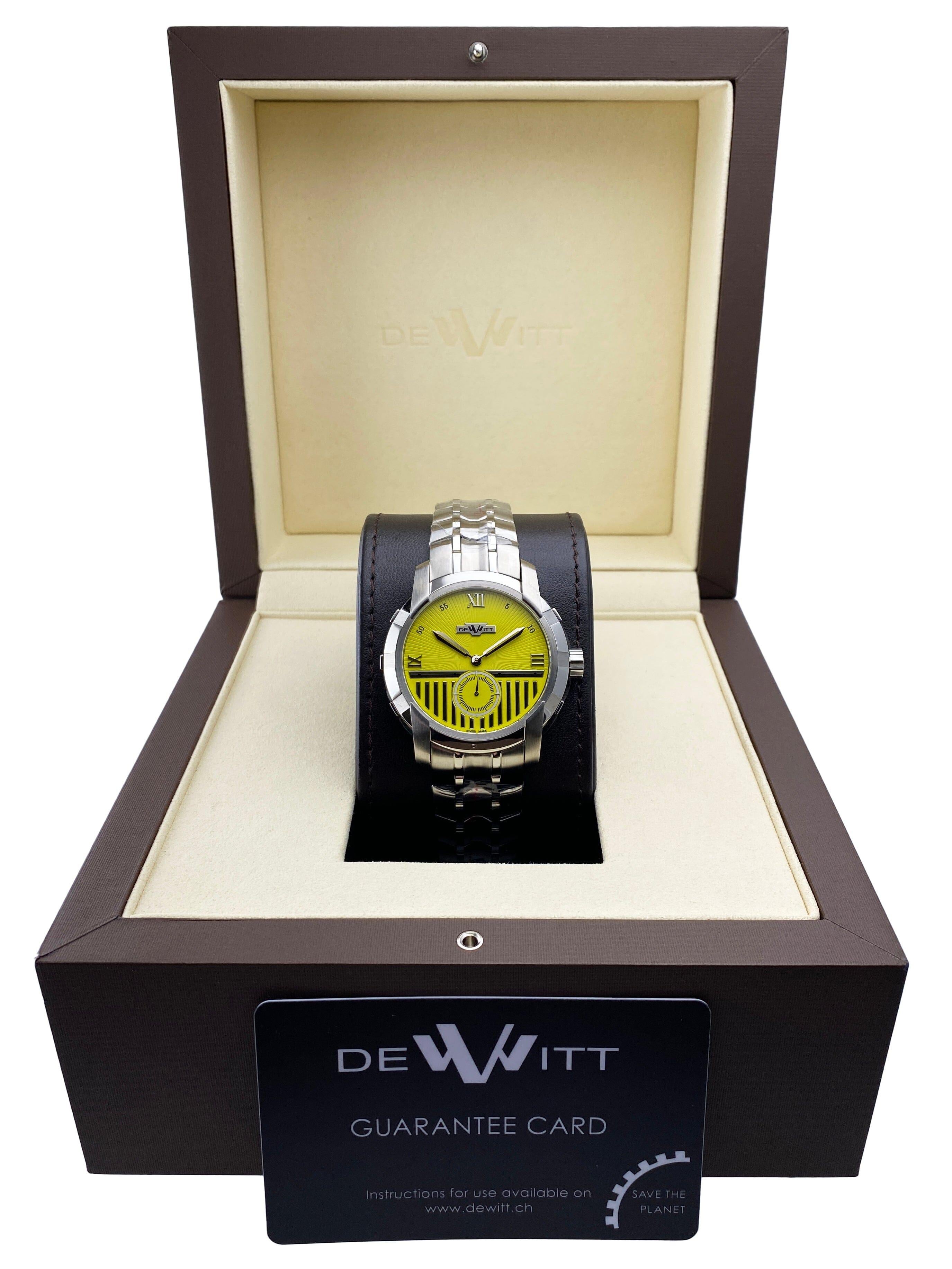 Dewitt Glorious Knight FTV.PTS.006.S Yellow Dial Mens Watch Box Papers ...