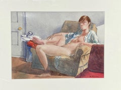 Dewitt Hardy, 1940-2017 Maine artist Nude Watercolor