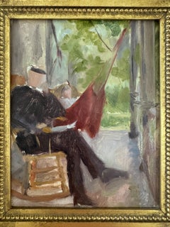 Man In A Rocking Chair Impressionist Oil on Board