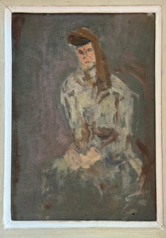 Uomo in grigio piccolo Olio su tavola 1930