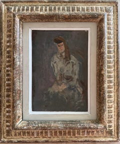 Uomo in grigio piccolo Olio su tavola 1930