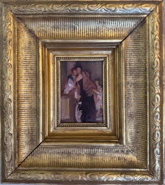 Three Figures Small Impressionist Oil on Board