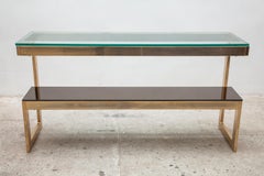Dewulf Selection Gold-Plated and Glass "G" Console-Hall Table for Belgochrom