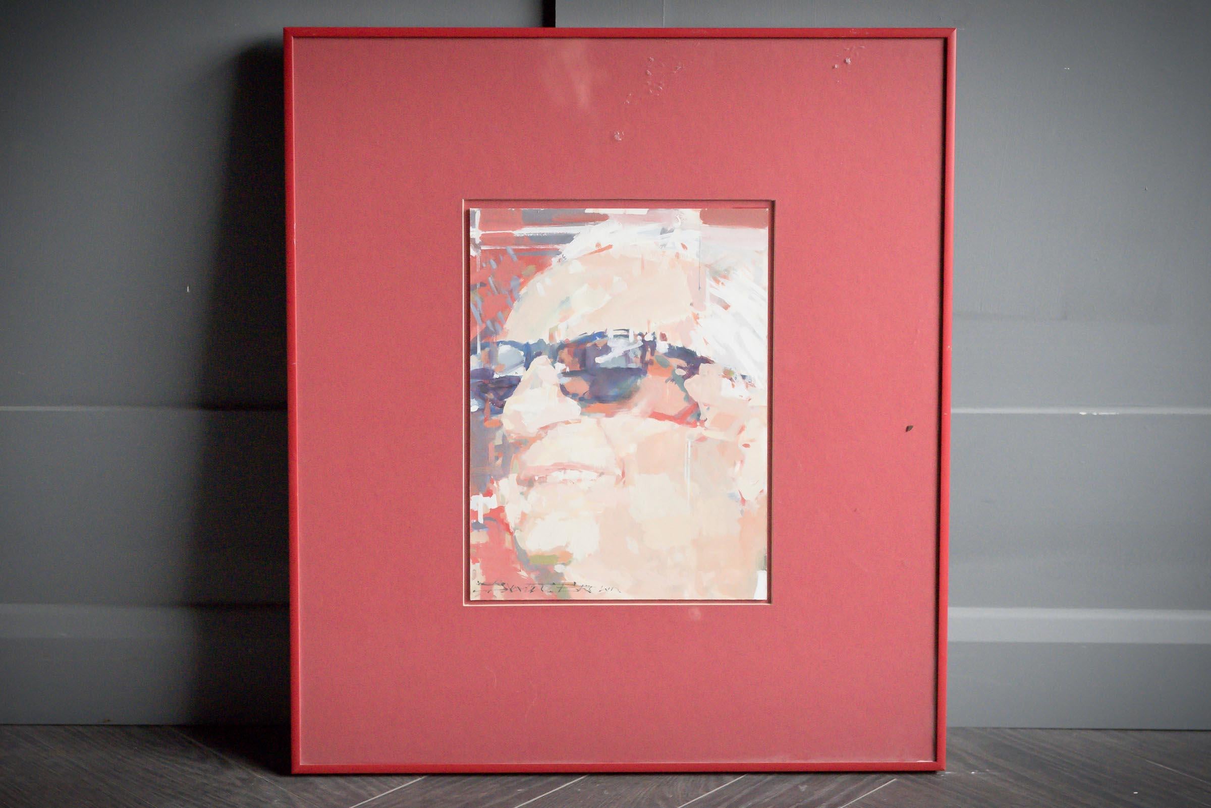 Toile Portraits duo d'Enzo Ferrari à l'aquarelle, marron de graphisme en vente