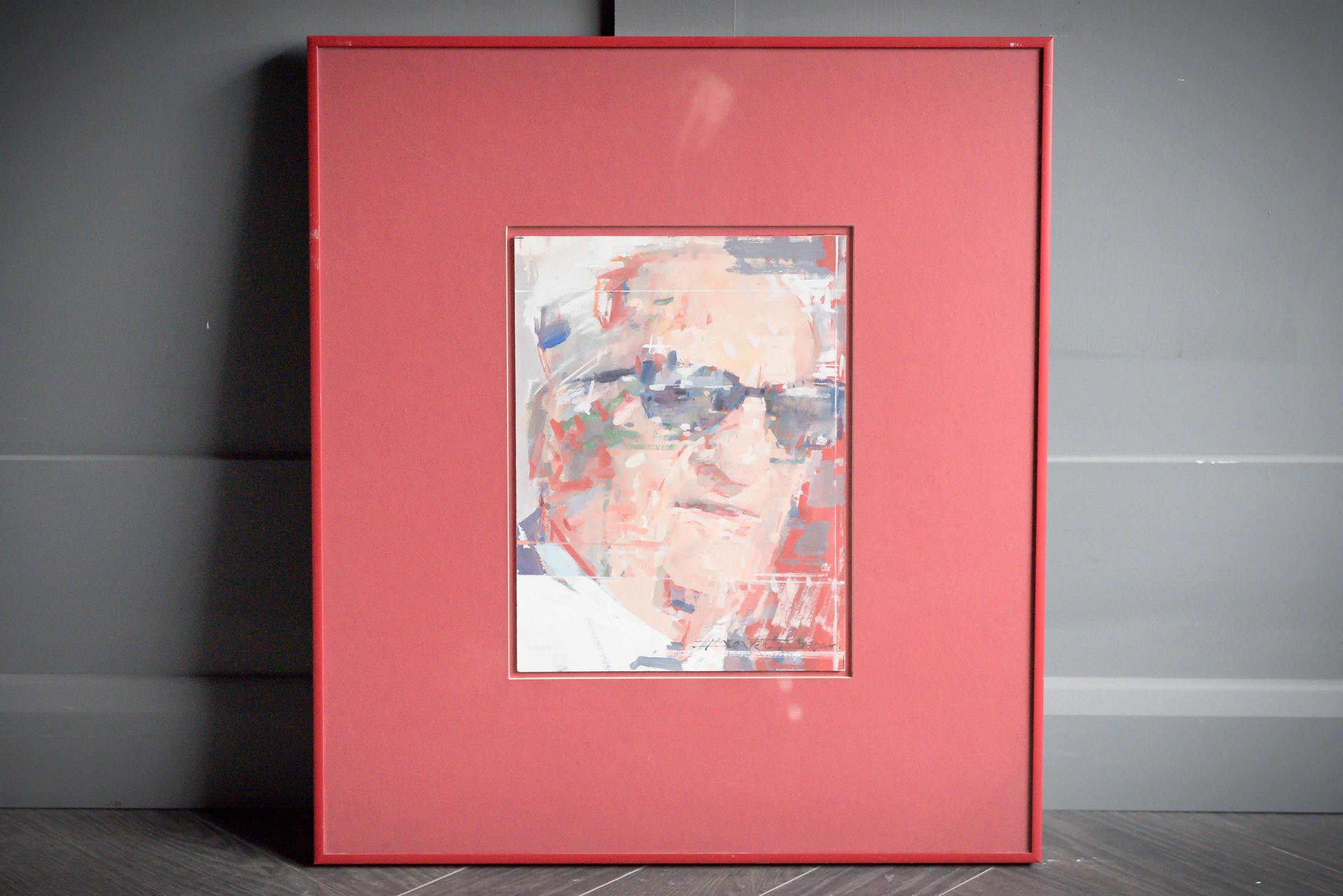 Portraits duo d'Enzo Ferrari à l'aquarelle, marron de graphisme en vente 2