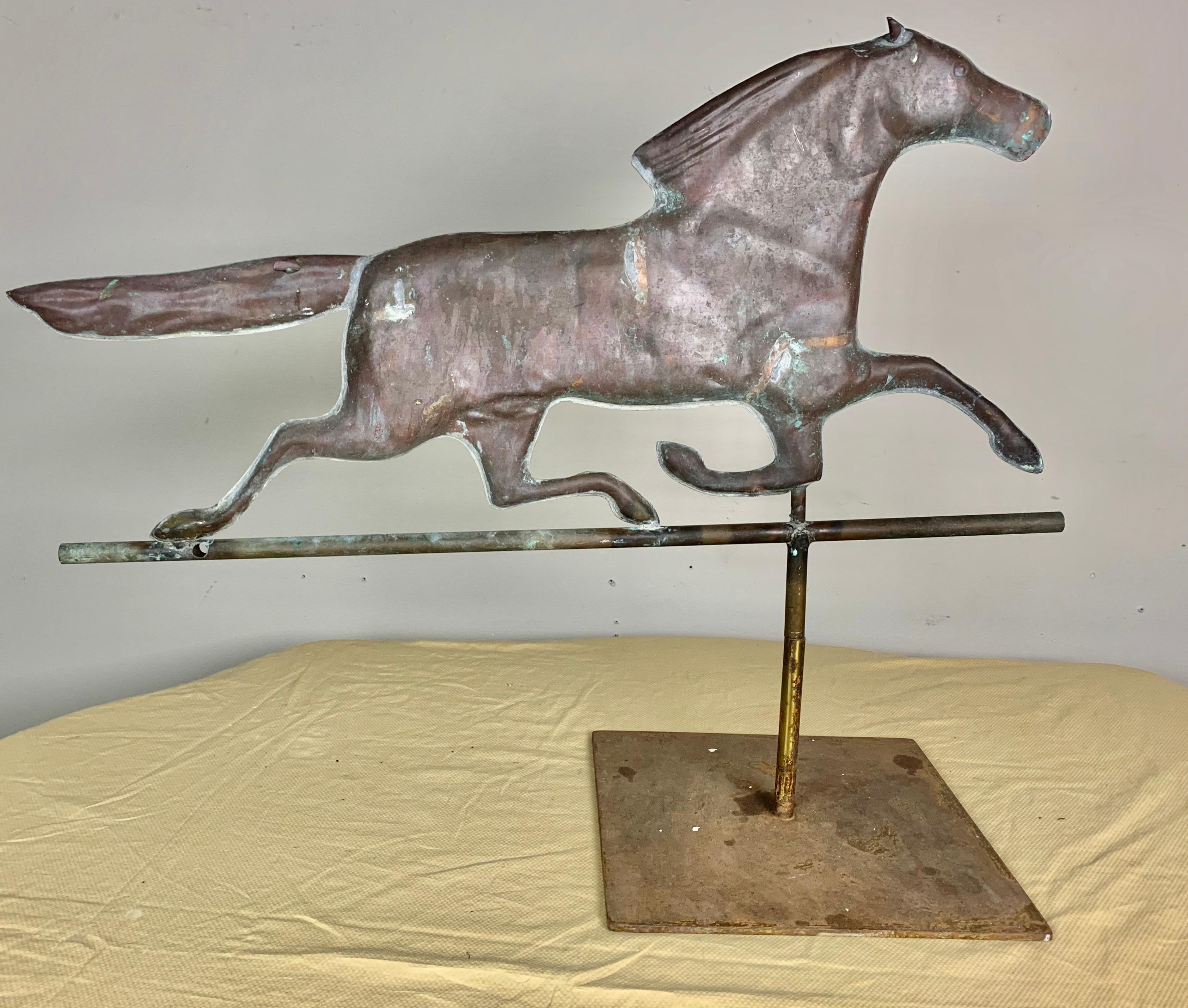 Dexter Copper Weather Vane on Steel Base In Distressed Condition In Los Angeles, CA