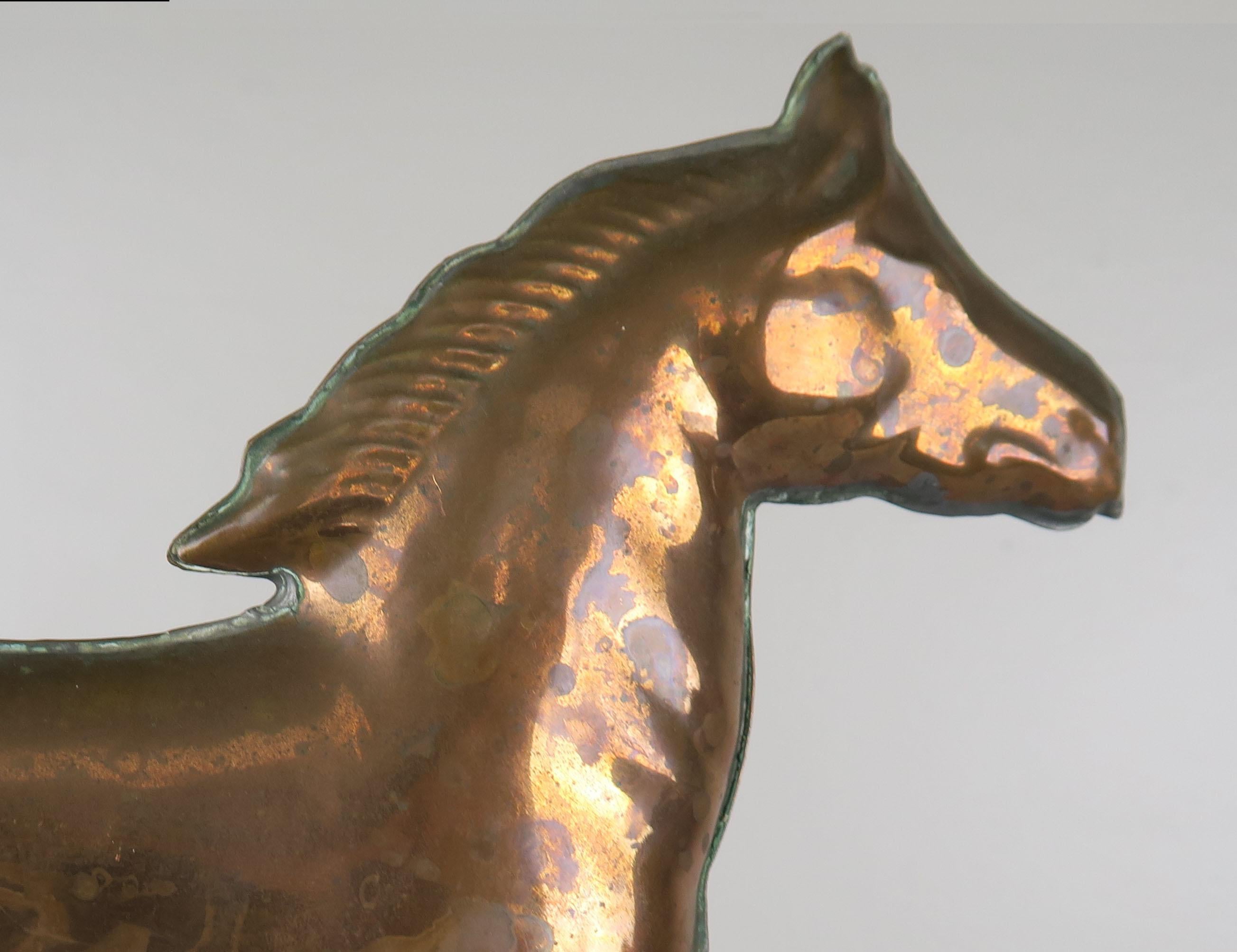 Dexter Style Copper Horse Weathervane on Brass Base 3