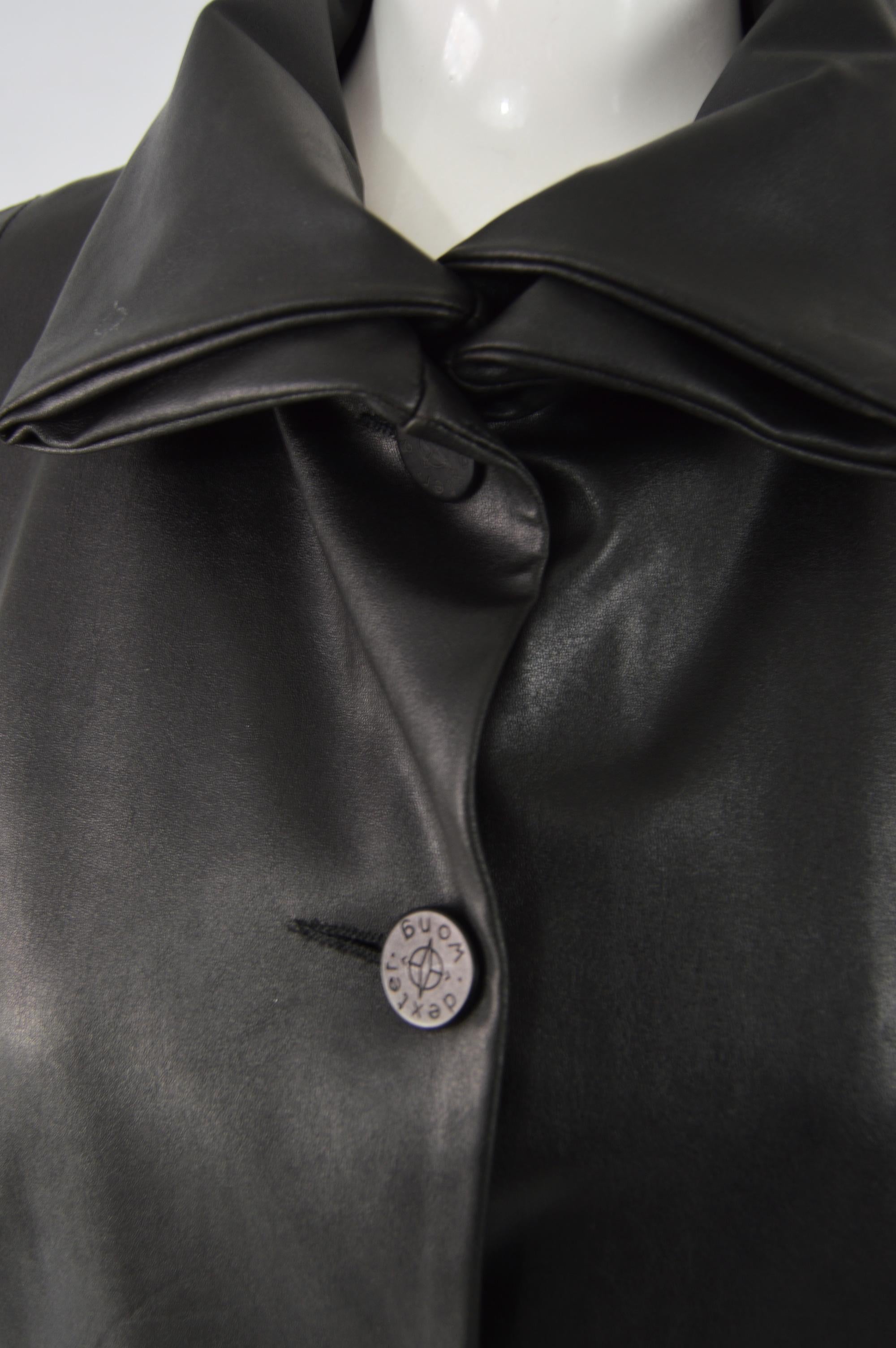 Dexter Wong Black Dual Layered Vegan Leather Jacket For Sale 3