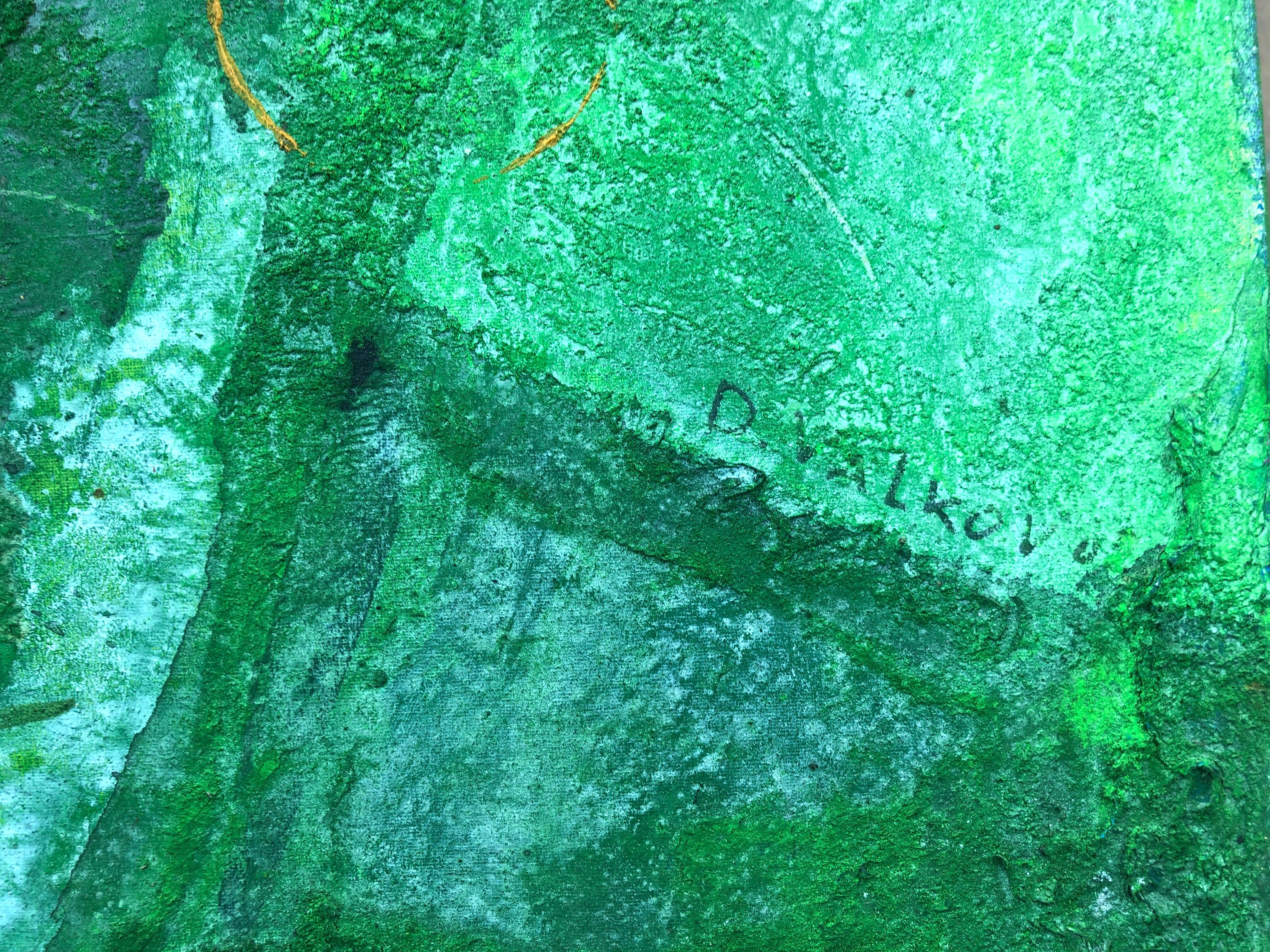 Pittura astratta senza titolo, tecnica mista su tela - Painting di Deyan Valkov